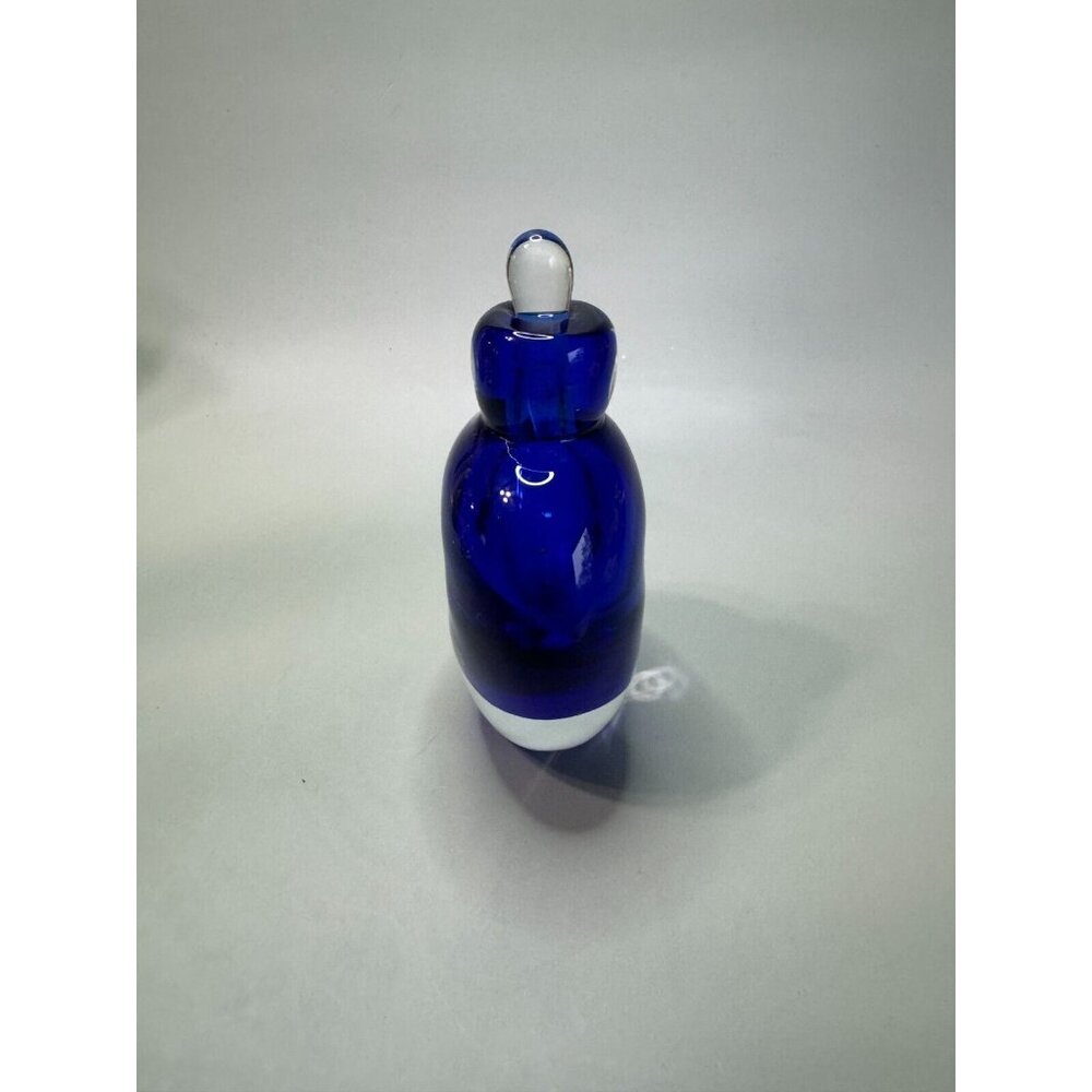 Vintage Cobalt Blue Millefiori Fower Perfume Bottle Art Glass with Stopper Empty - Picture 9 of 13